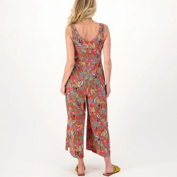 Tropical Print Sleeveless Jumpsuit - Picture 1 of 7
